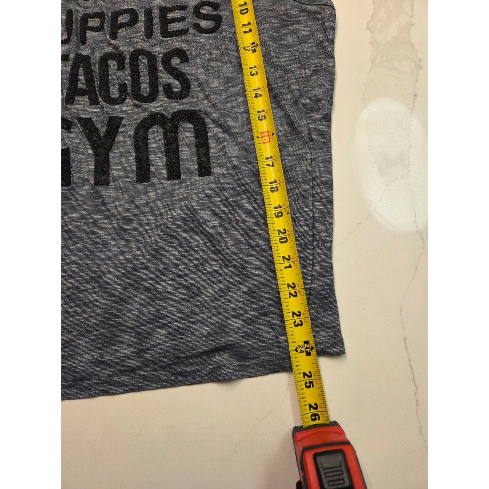 EVCR Womens Wine Puppies Tacos Gym Graphic Tank Top Blue Space Dye Small - Picture 7 of 8